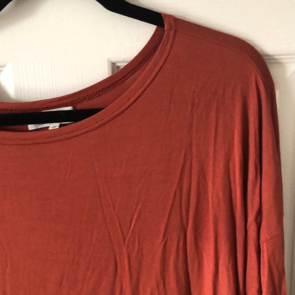 BURNT ORANGE PIKO LONG SLEEVE TOP